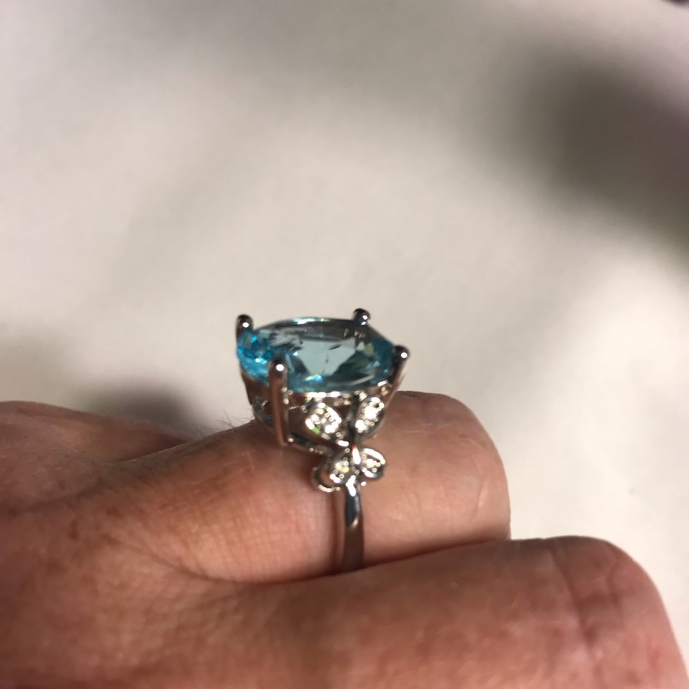 Blue topaz, Butterfly 925 Stamped ring - Picture 2 of 8